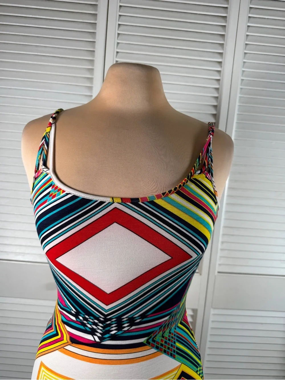 Givergate Geometric Print Maxi Dress Open Back Bodycon S